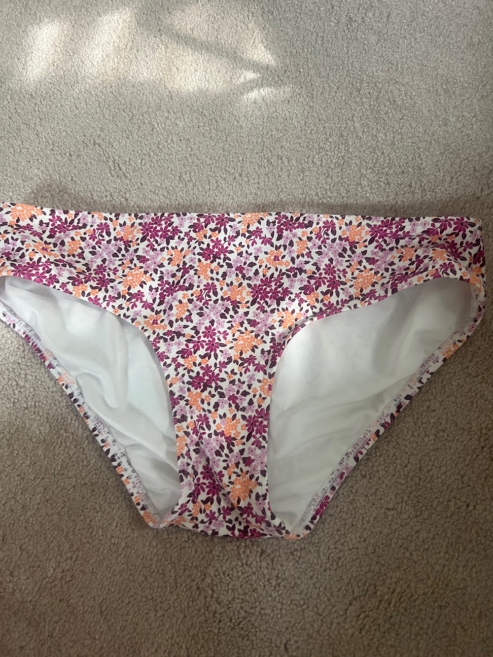 LOFT White Bikini Bottoms with Pink & Orange Floral Trim
